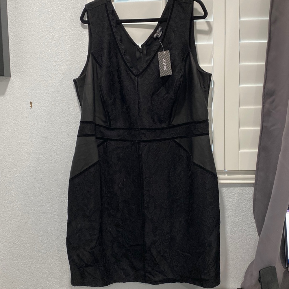 Plus Size Black Slick/Lace Dress W/Tags